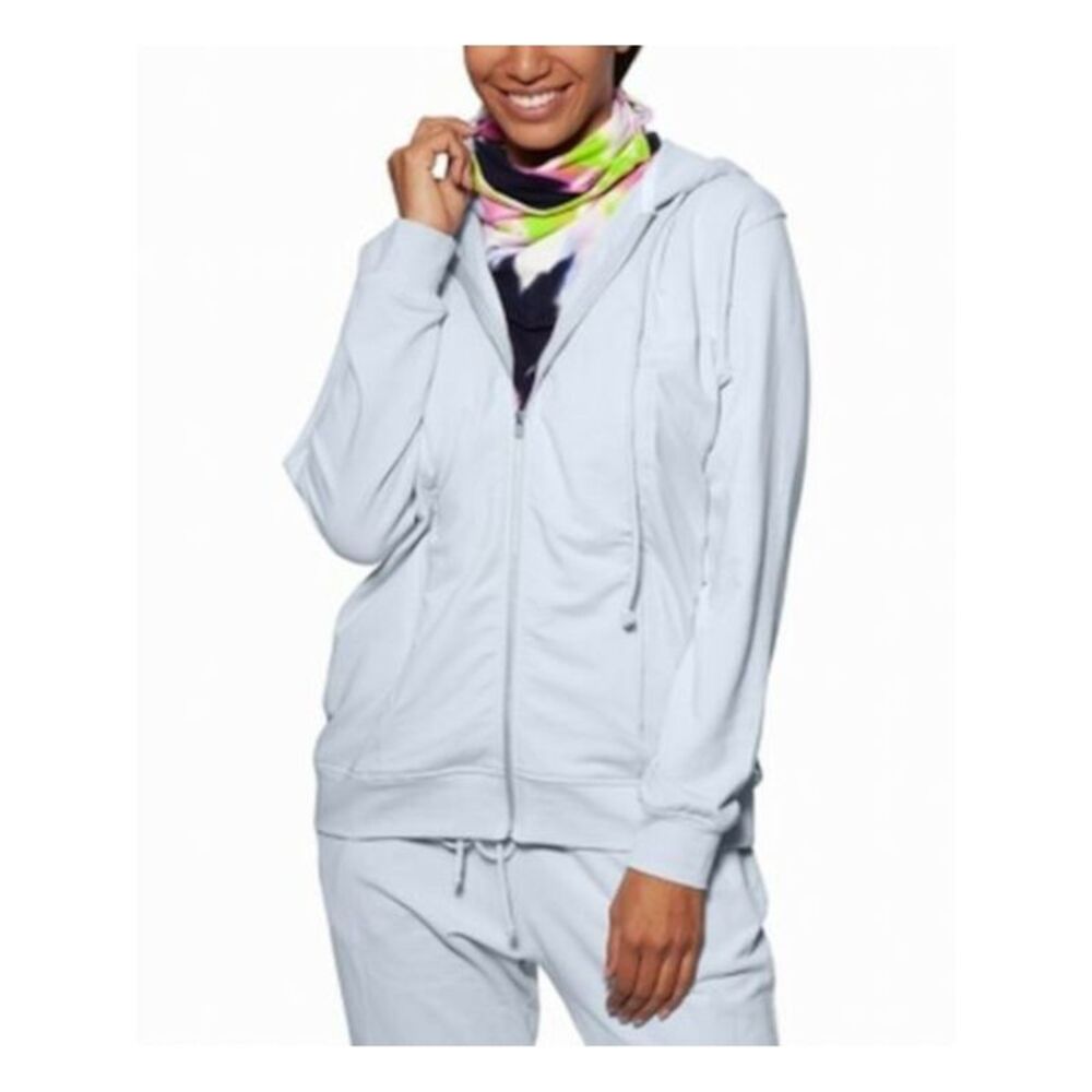 BAM BY BETSY & ADAM Womens Light Blue With Mask  Full Zip Hooded Jacket L